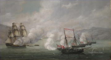 Batalla de Alvoen de Johan Christian Claussen Batalla naval Pinturas al óleo